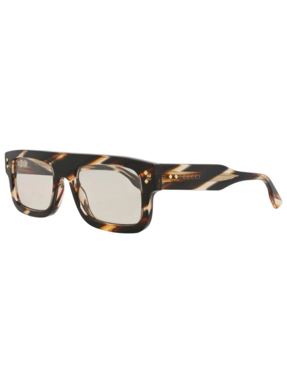 New Gucci Women's Sunglasses Square Rectangle Acetate Frame Mens Havana Havana
